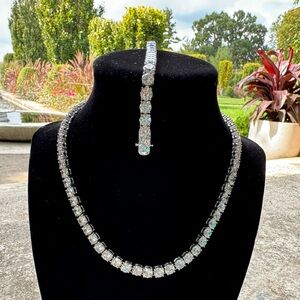 Cubic zirconia necklace and bracelet